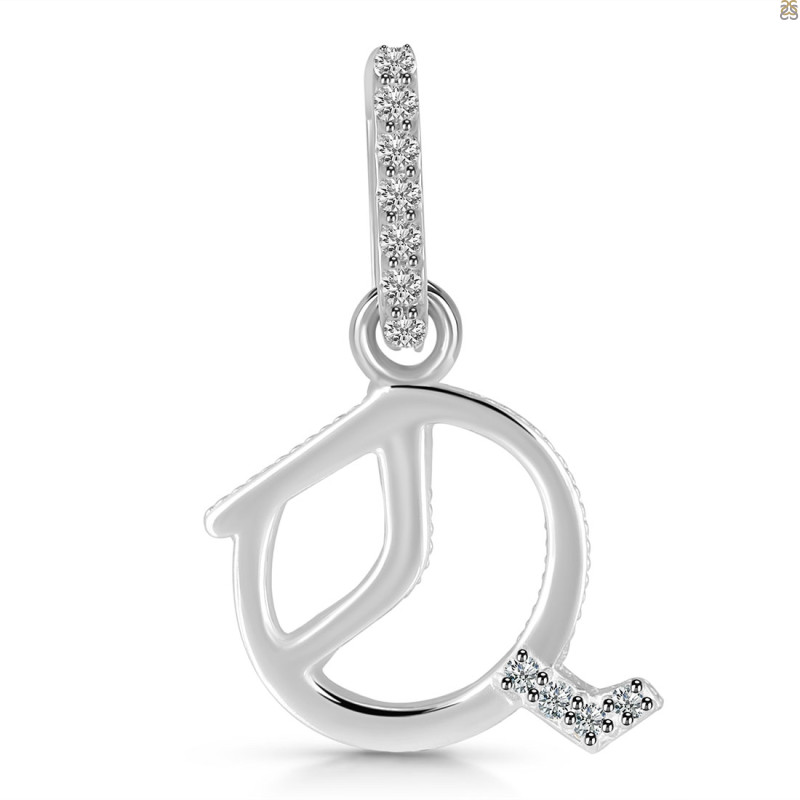Cubic Zirconia Alphabet Q Pendant CUZ-RDA-199.