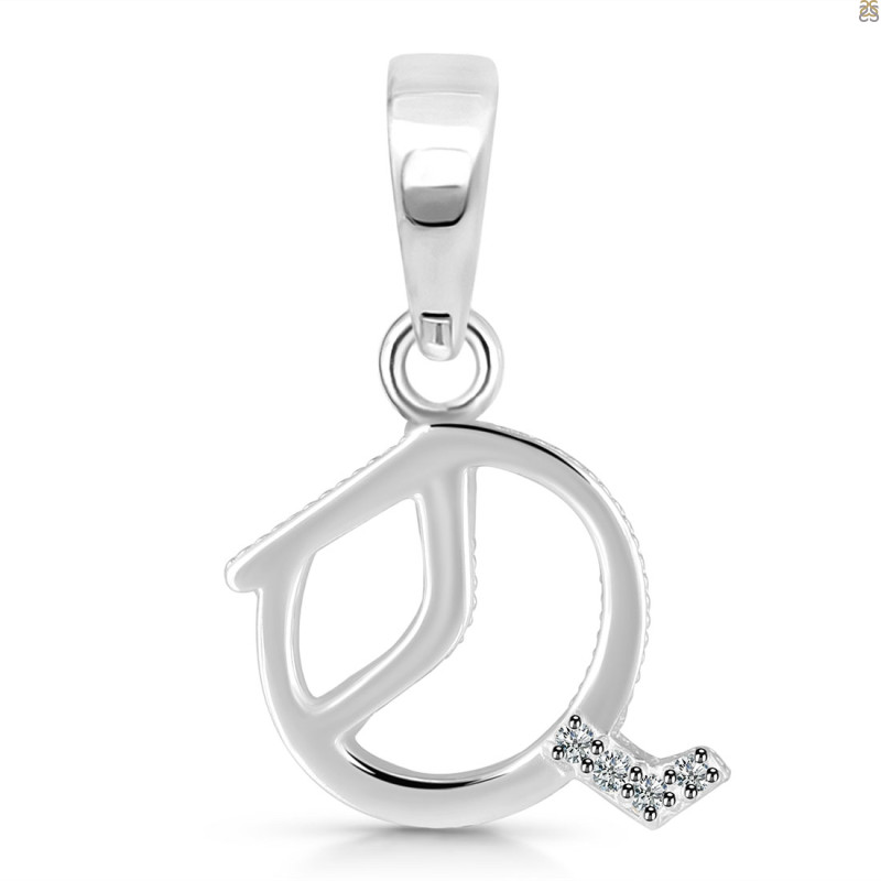 Cubic Zirconia Alphabet Q Pendant CUZ-RDA-173.