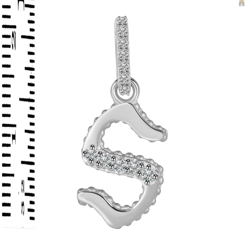 Cubic Zirconia Alphabet S Pendant CUZ-RDA-201.