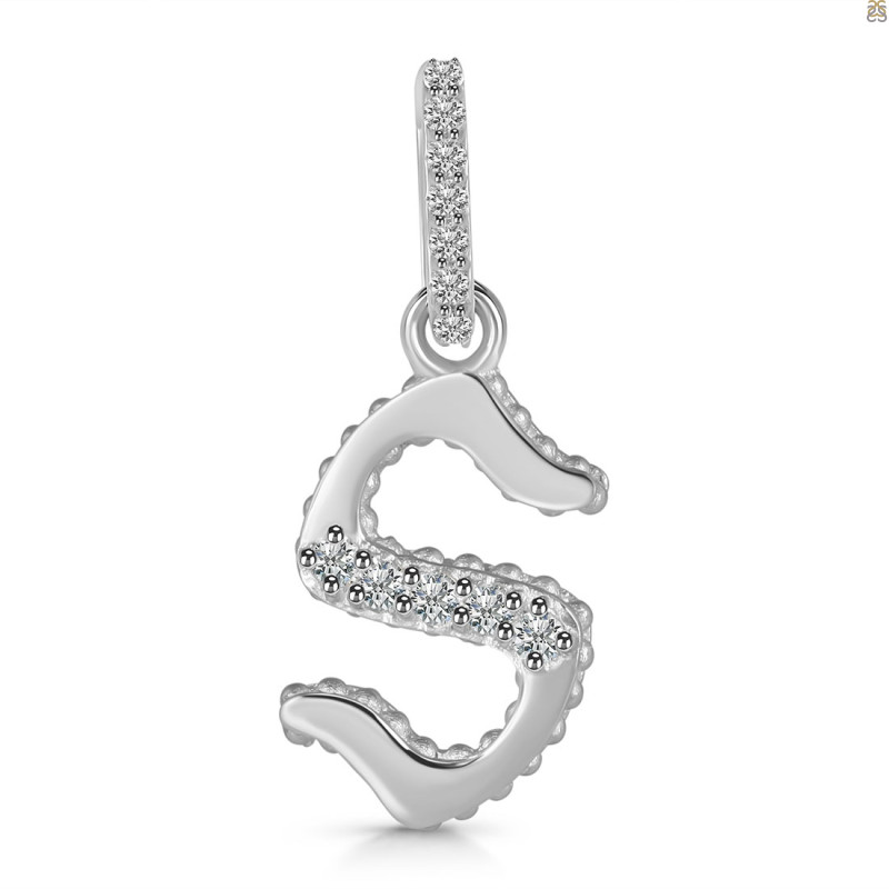 Cubic Zirconia Alphabet S Pendant CUZ-RDA-201.