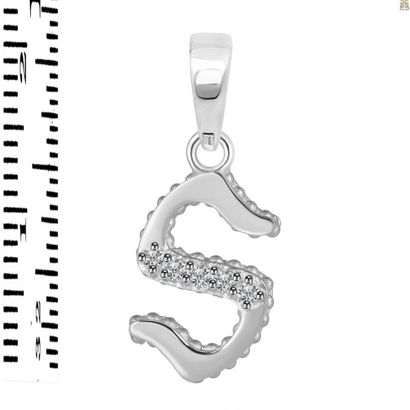 Cubic Zirconia Alphabet S Pendant CUZ-RDA-175.