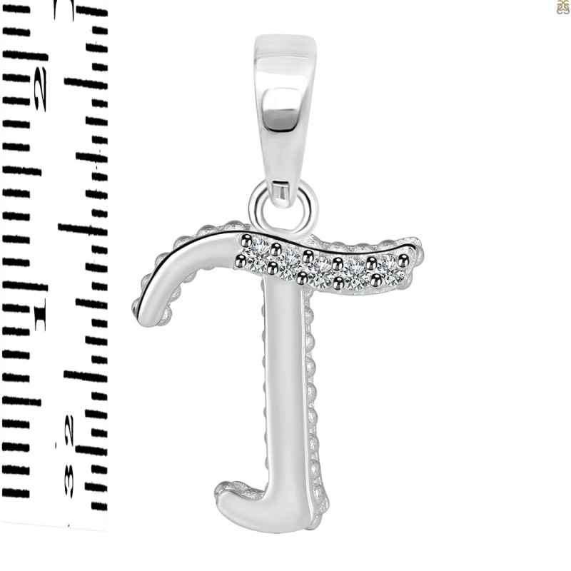 Cubic Zirconia Alphabet T Pendant CUZ-RDA-176.