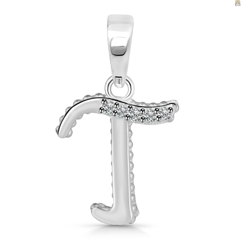 Cubic Zirconia Alphabet T Pendant CUZ-RDA-176.