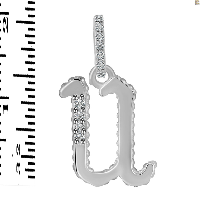 Cubic Zirconia Alphabet U Pendant CUZ-RDA-203.