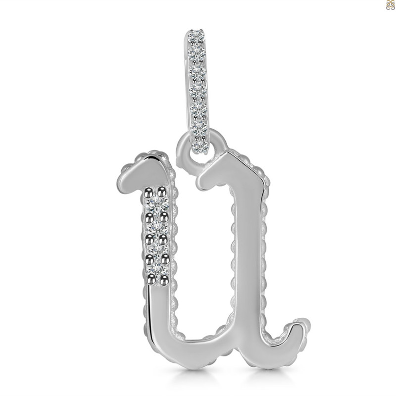 Cubic Zirconia Alphabet U Pendant CUZ-RDA-203.