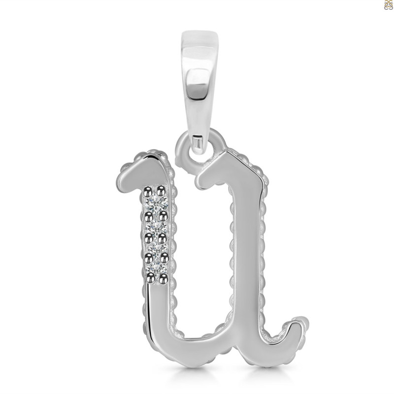 Cubic Zirconia Alphabet U Pendant CUZ-RDA-177.