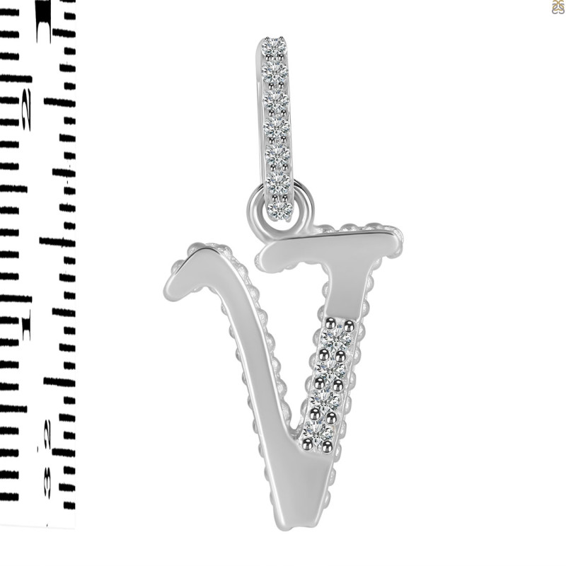 Cubic Zirconia Alphabet V Pendant CUZ-RDA-204.
