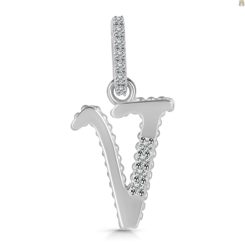 Cubic Zirconia Alphabet V Pendant CUZ-RDA-204.