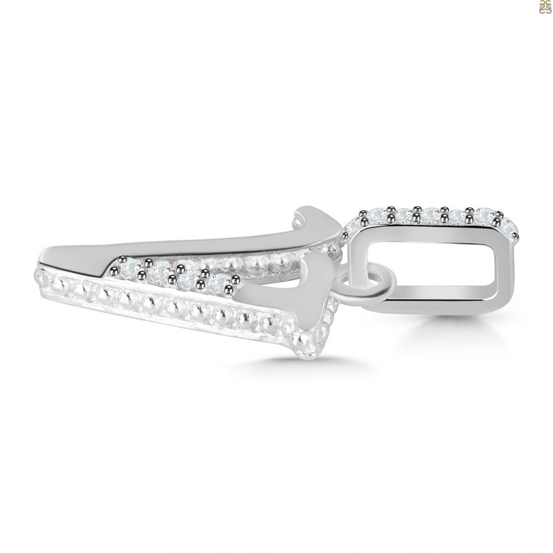 Cubic Zirconia Alphabet V Pendant