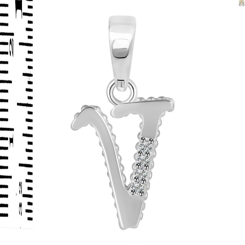 Cubic Zirconia Alphabet V Pendant CUZ-RDA-178.