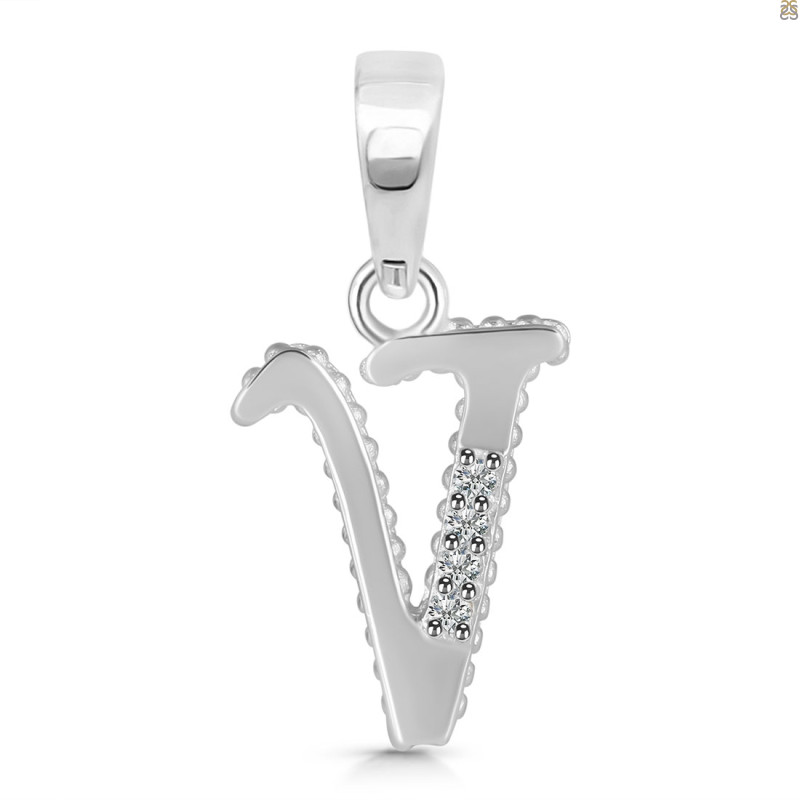 Cubic Zirconia Alphabet V Pendant CUZ-RDA-178.