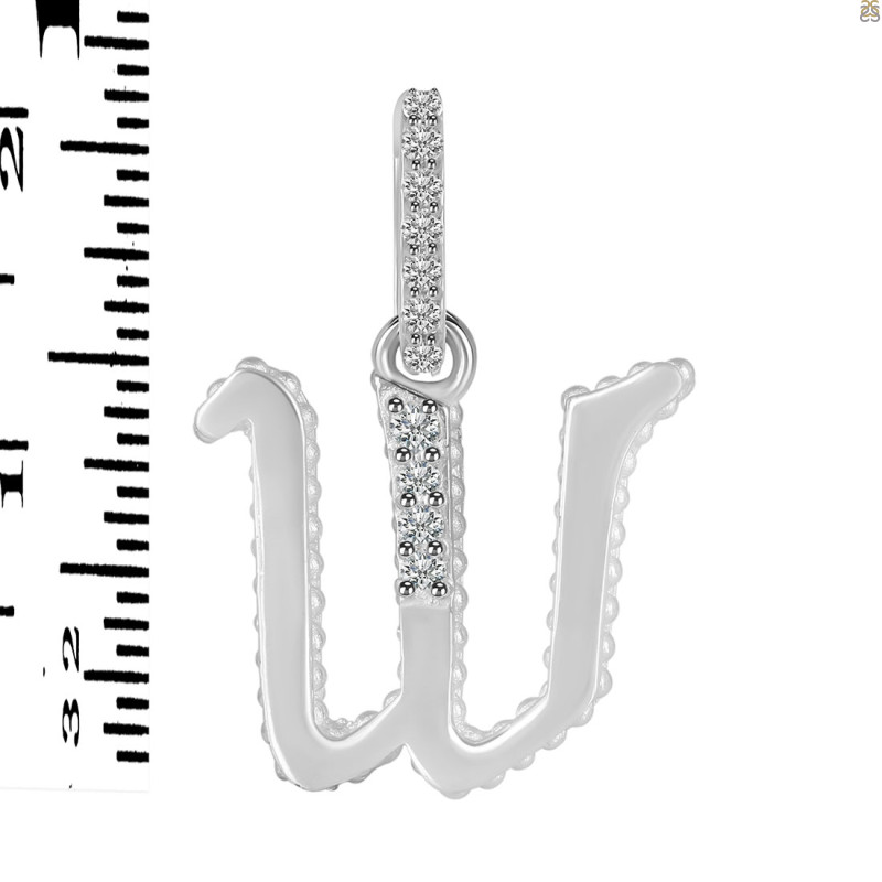 Cubic Zirconia Alphabet W Pendant CUZ-RDA-205.