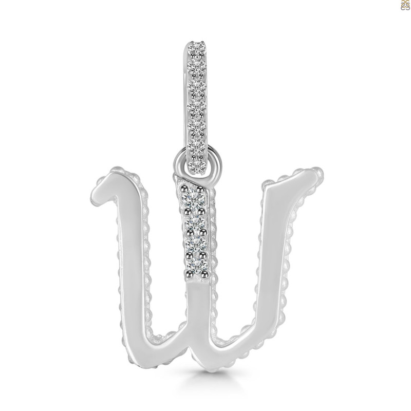 Cubic Zirconia Alphabet W Pendant CUZ-RDA-205.