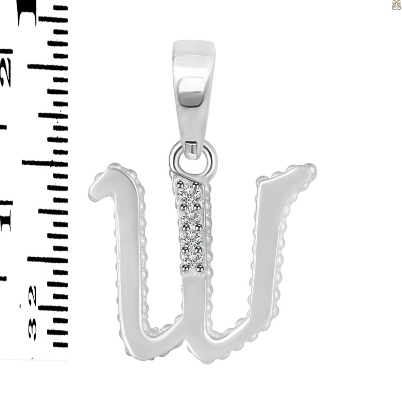 Cubic Zirconia Alphabet W Pendant CUZ-RDA-179.