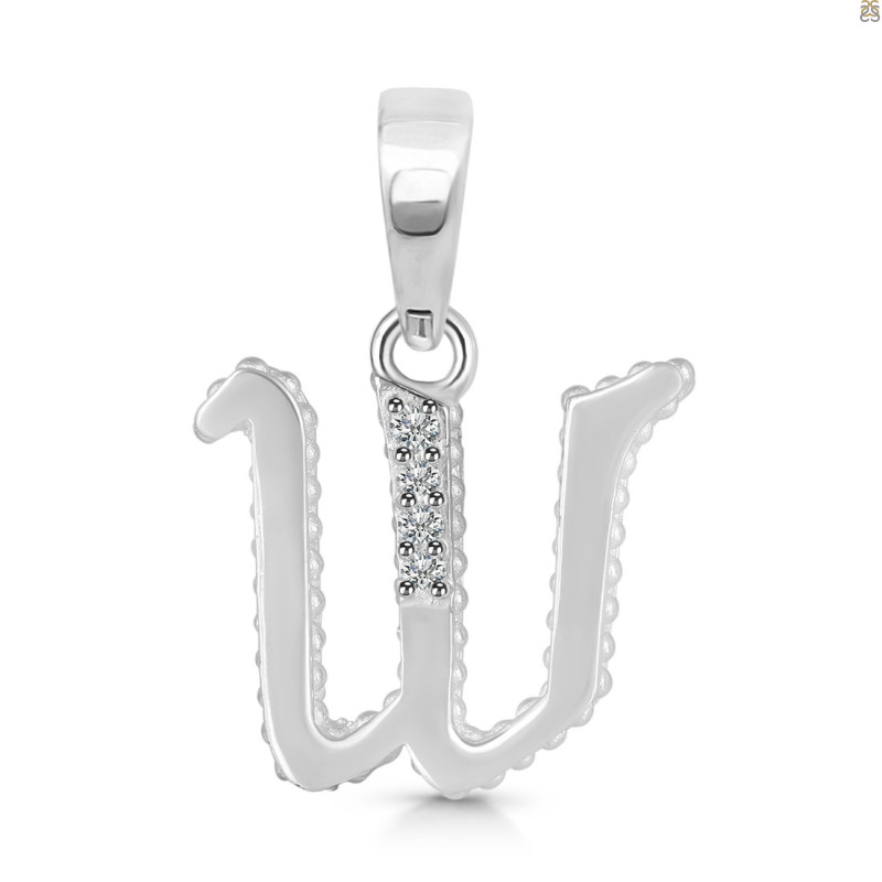Cubic Zirconia Alphabet W Pendant CUZ-RDA-179.