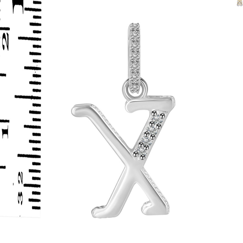 Cubic Zirconia Alphabet X Pendant CUZ-RDA-206.
