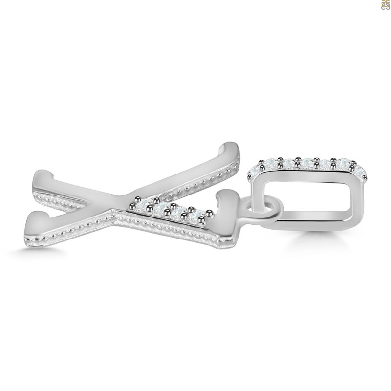 Cubic Zirconia Alphabet X Pendant