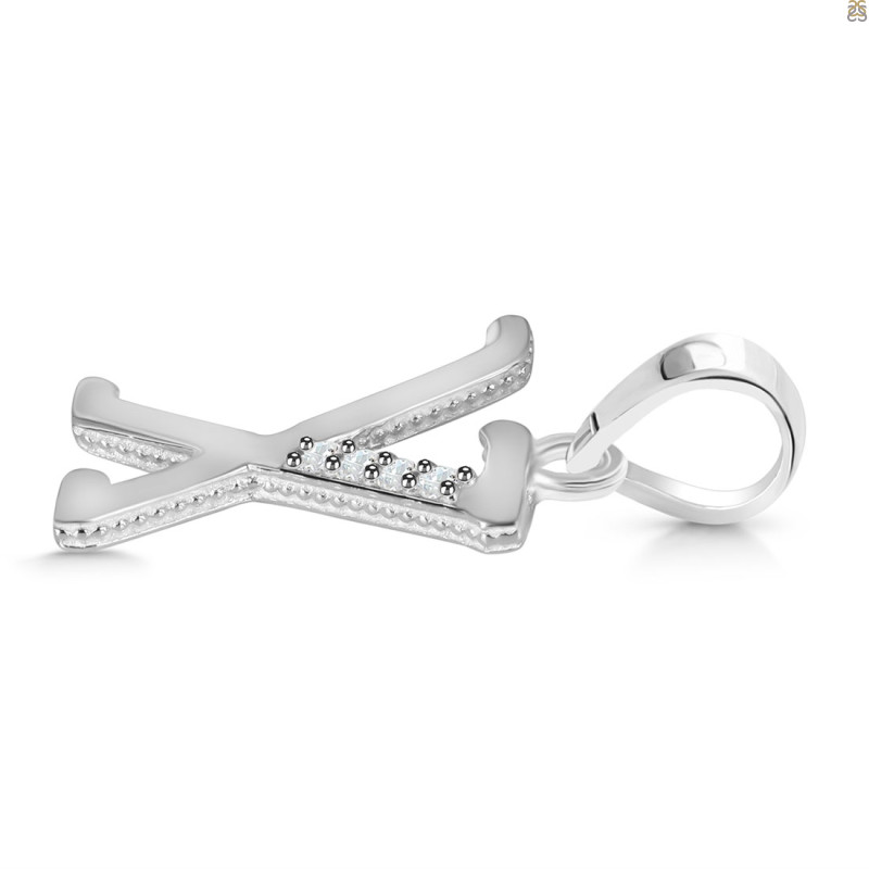 Cubic Zirconia Alphabet X Pendant