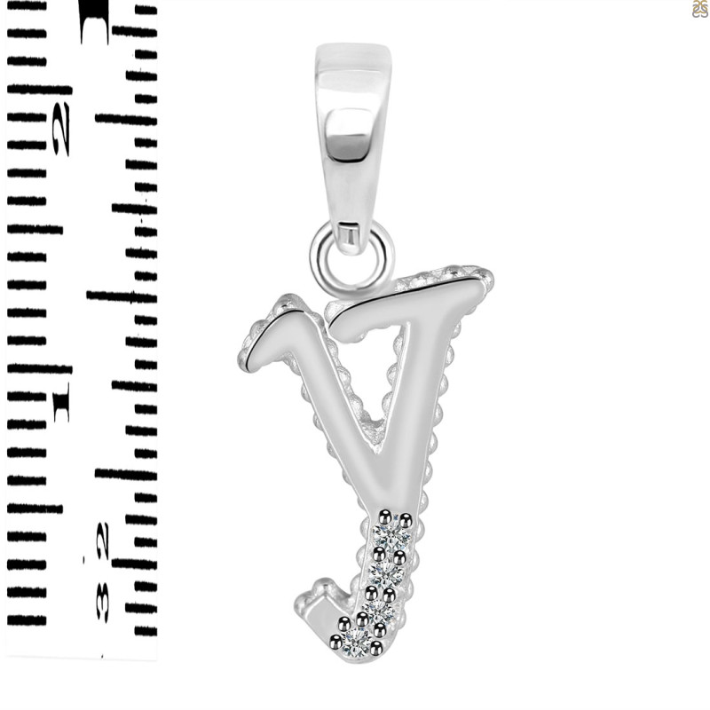 Cubic Zirconia Alphabet Y Pendant CUZ-RDA-181.
