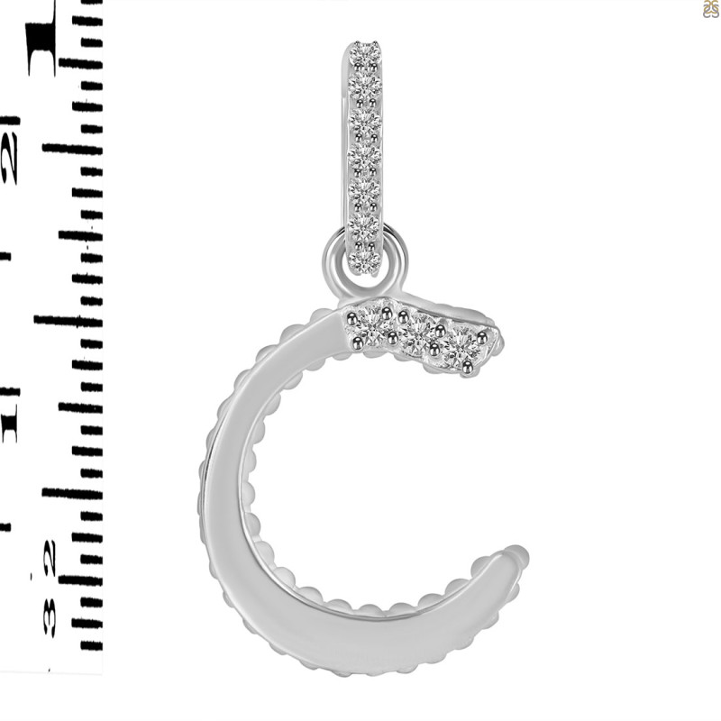 Cubic Zirconia Alphabet C Pendant CUZ-RDA-185.