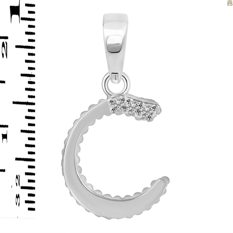 Cubic Zirconia Alphabet C Pendant CUZ-RDA-159.