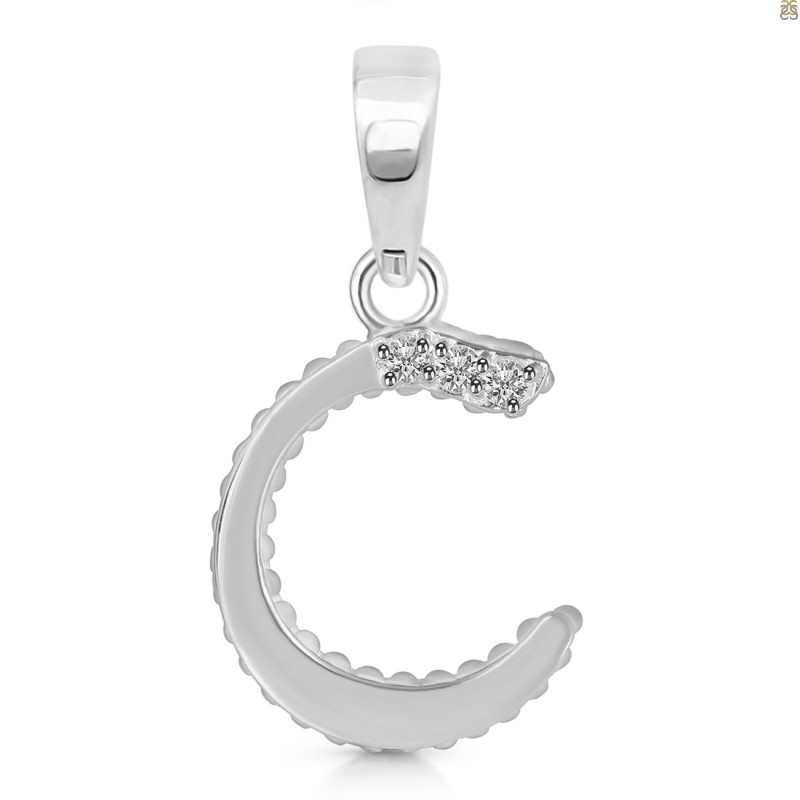 Cubic Zirconia Alphabet C Pendant CUZ-RDA-159.