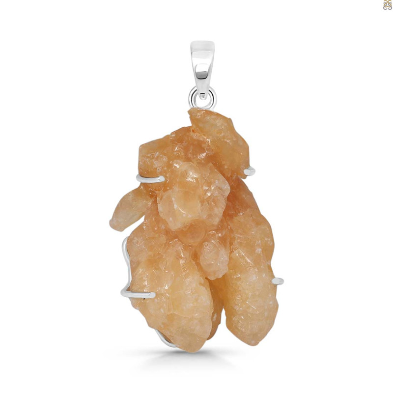 Yellow Druzy Pendant-SP YDZ-1-42