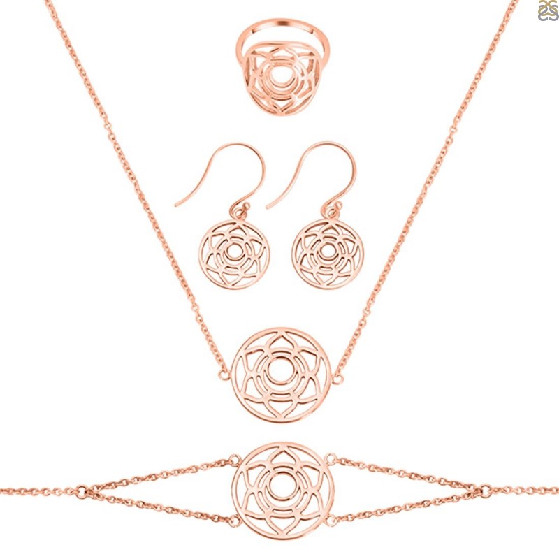 Sacral Chakra Plain Silver Jewelry Set