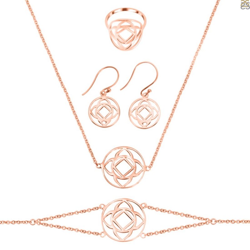 Base Chakra Plain Silver Jewelry Set