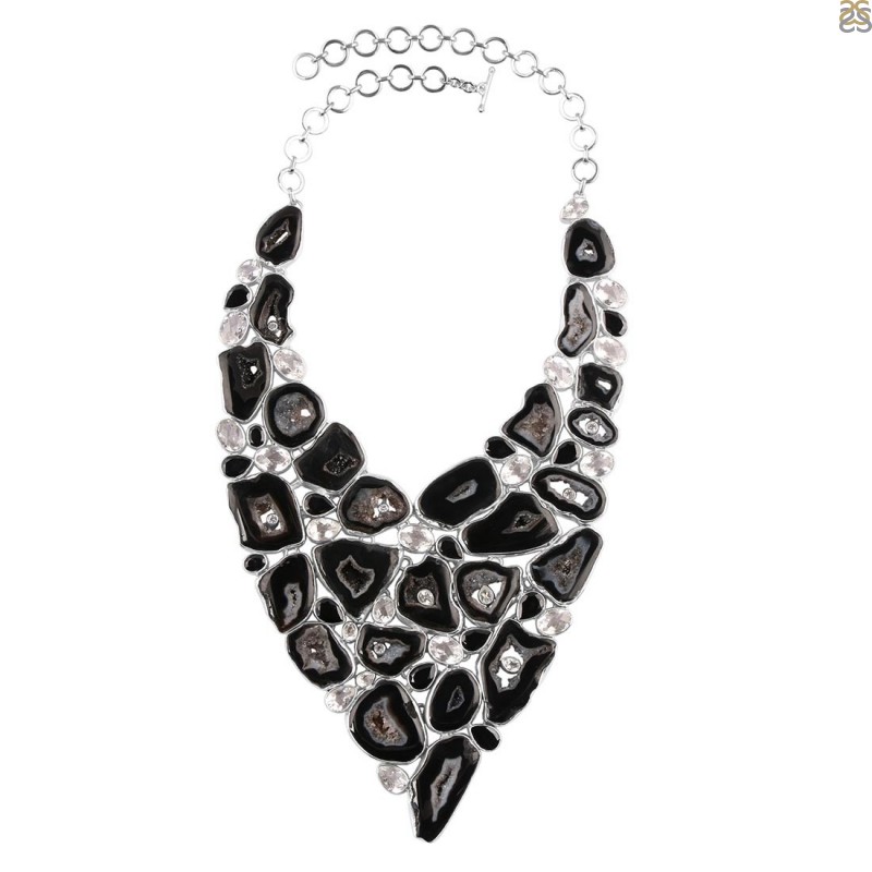 Stunning White Flower Statement Necklace for Your Gold V-Neck Shirt