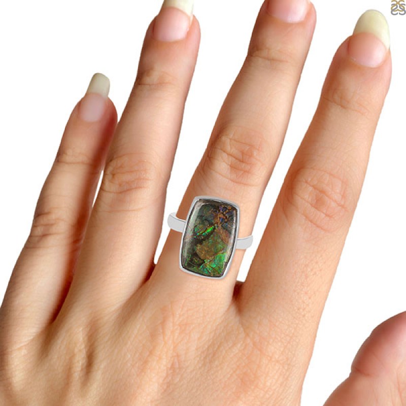 New AA Canadian Ammolite Ring Size N | eBay