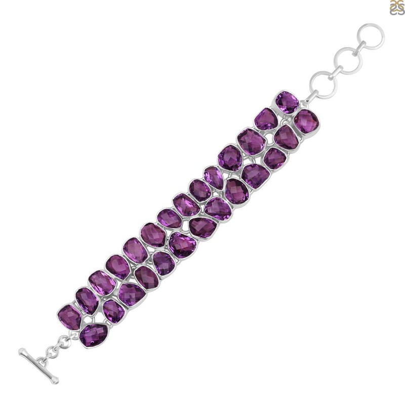 Purple Amethyst Platinum Over Sterling Silver Tennis Bracelet 51.50ctw -  DOJ180 | JTV.com