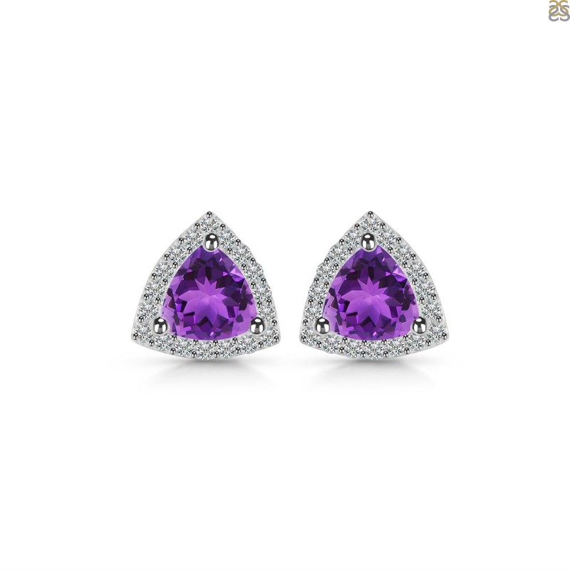 Oval Amethyst & Diamond Stud Earrings Mann's Jewelers