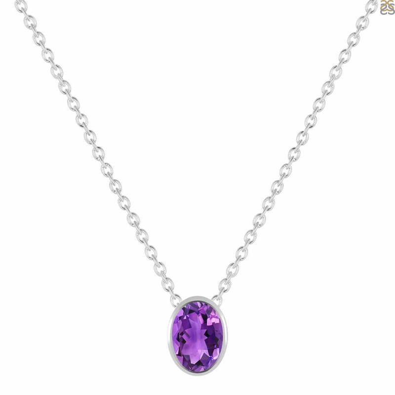 WHITE GOLD PEAR SHAPED AMETHYST PENDANT NECKLACE, .08 CT TW - Howard's  Jewelry Center