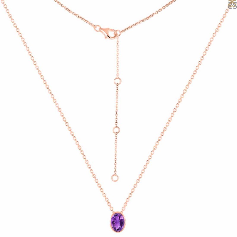 Dainty Pear Shaped Amethyst Pendant necklace Unique Crescent moon purp –  PENFINE
