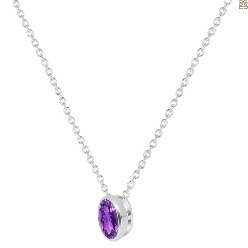 Amethyst Necklace | February Birthstone | 1/2ct Amethyst and Diamond Heart  Necklace in 10k White Gold | SuperJeweler
