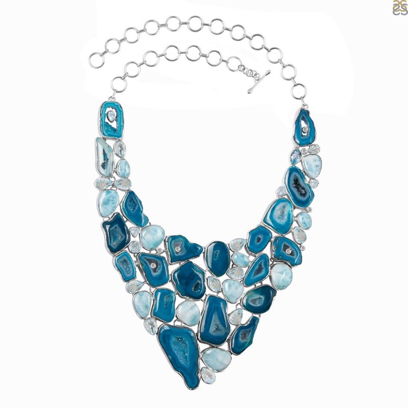 Turquoise Chunky Statement Necklace, Colorful Mother of the Bride Bib, –  Bling Beaded Baubles