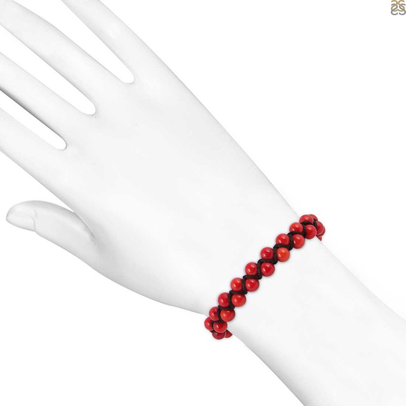 6mm genuine red coral beaded bracelets - kayamoko