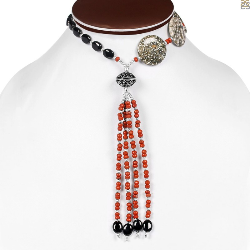Ocean Jasper Macrame Necklace / Pendant Ethnic Jewelry Natural Stone  Bohemian Chakra Energy Gemstone at Rs 200 | Gemstone Pendant in Jaipur |  ID: 20920574588