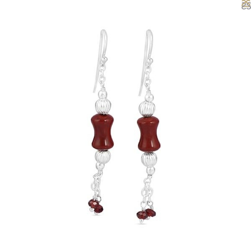Red Jasper/GarnetBeaded Earring-2E BDD-3-79