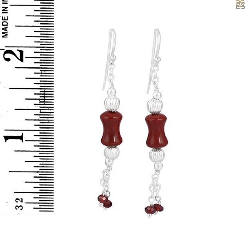 Red Jasper/GarnetBeaded Earring-2E BDD-3-79