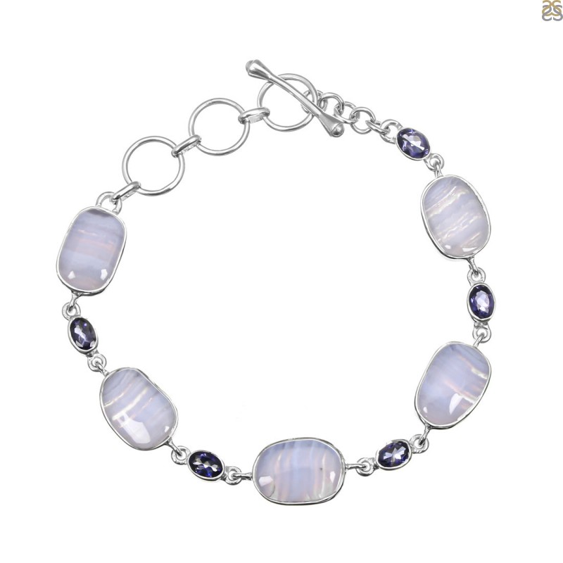 Blue Lace Agate Bracelet | Lotus and Luna - LotusAndLuna