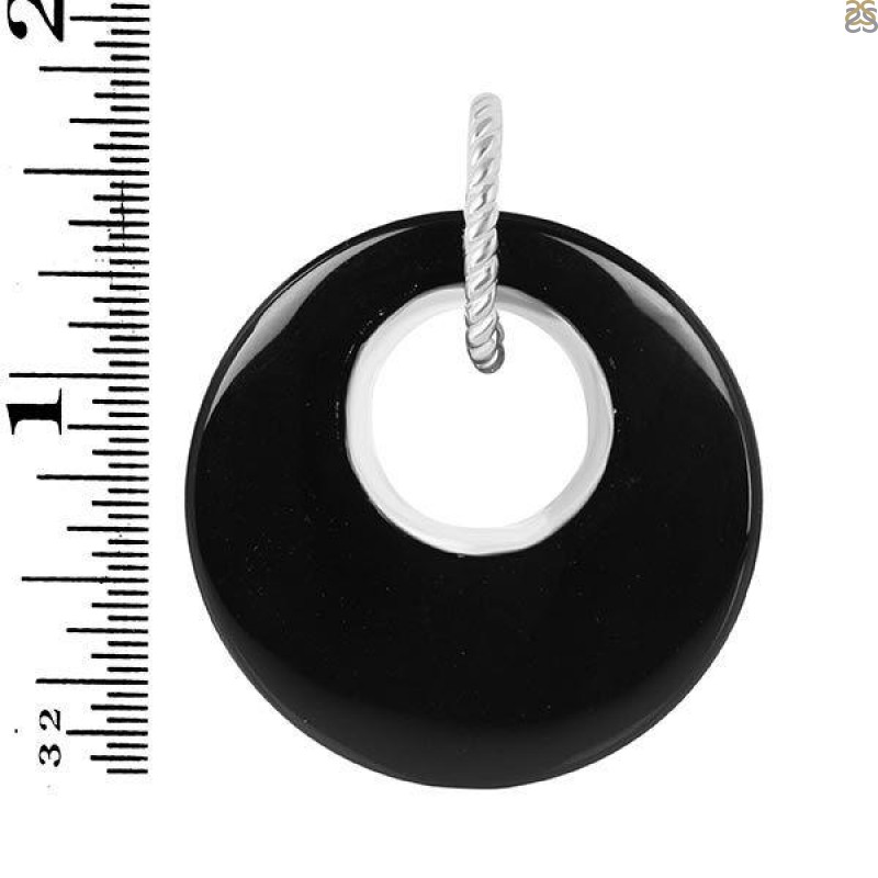 Black Onyx Donut Pendant-SP BOX-1-151