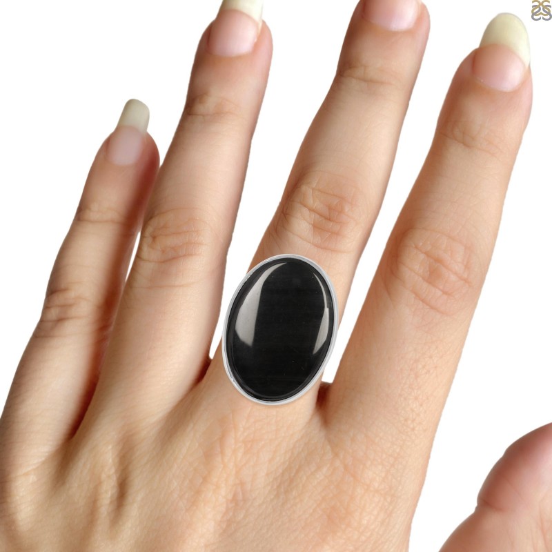 Royal Silver Black stone ring for men and boys pack of 1