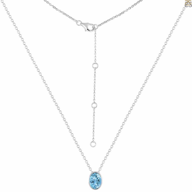 14 Karat White Gold Cushion Cut Swiss Blue Topaz & Diamond Ring And Pendant  Necklace Set - WeilJewelry
