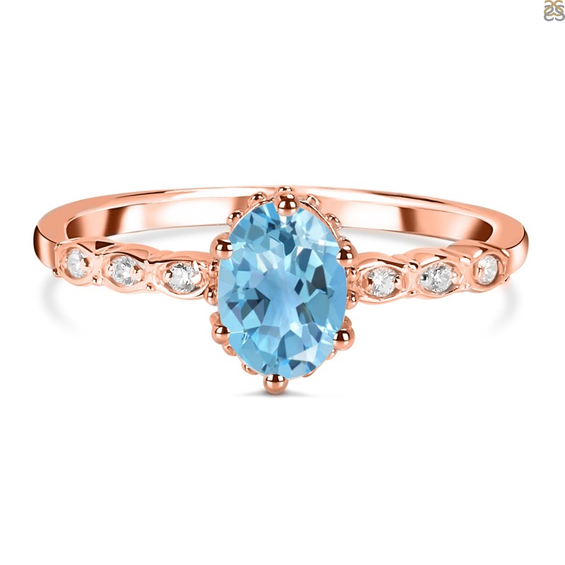 Unique 1.75 Carat Round Cut Blue Topaz Engagement Ring in White Gold