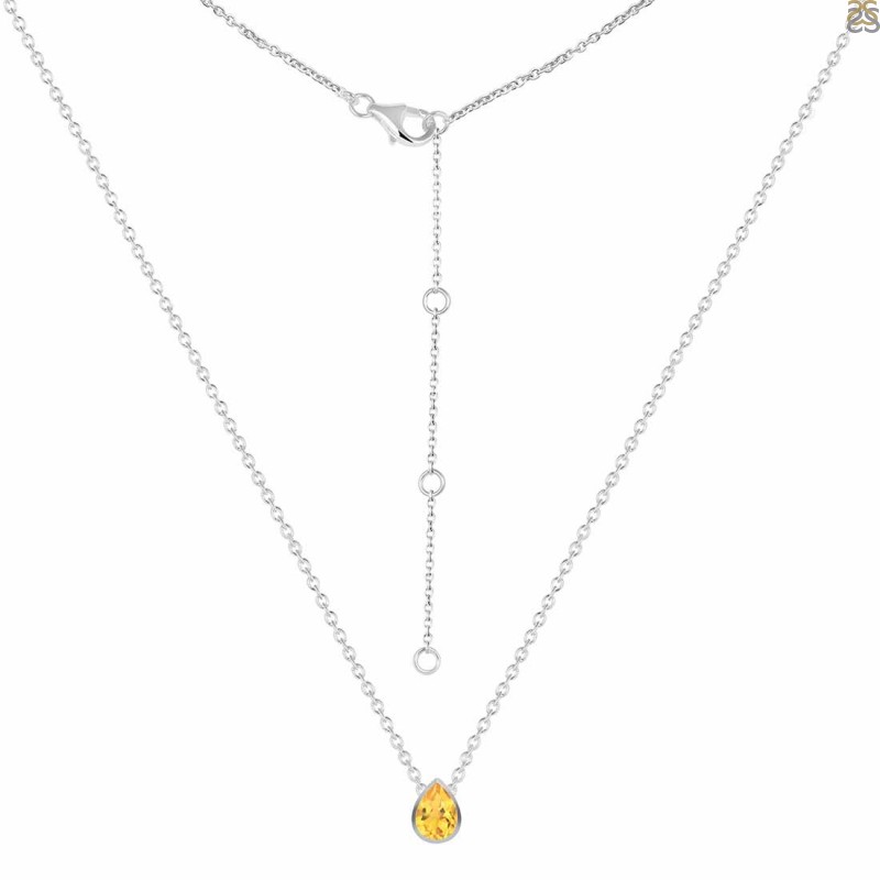 My Story 14K Yellow Gold Baguette Citrine Necklace, 18