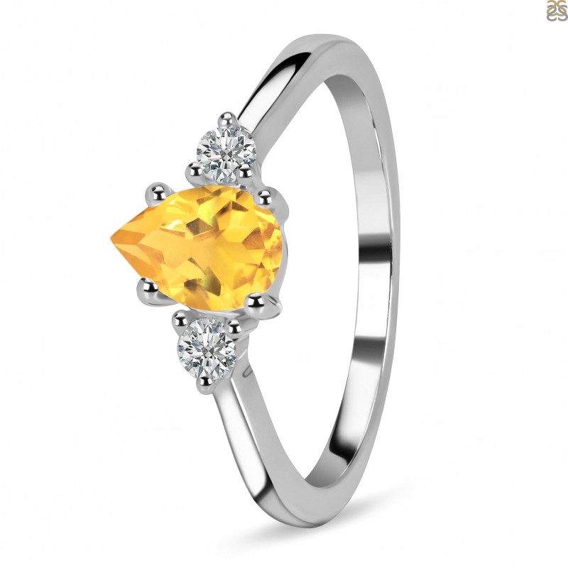 Citrine Ring | White Topaz Ring | Citrine Gemstone Ring | White Topaz  Gemstone Ring | Gold Citrine and White Topaz Ring