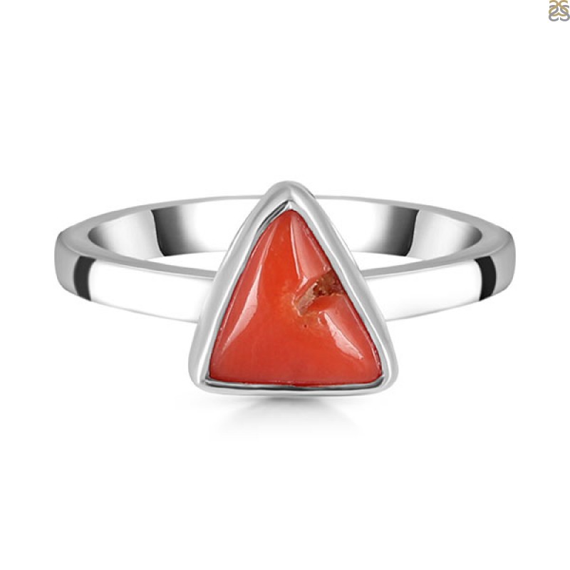 Tear Drop Ring with Red Coral Silver & Zirconia | Eredi Jovon Venice