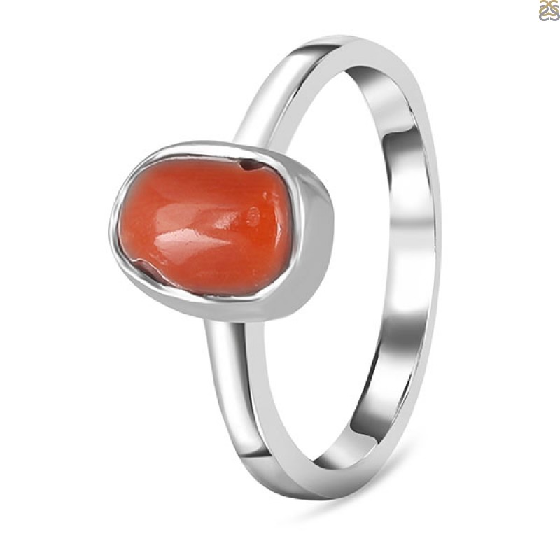 Coral Ethnic Brass Handmade Jewelry Ring US Size 6.75 R-20533